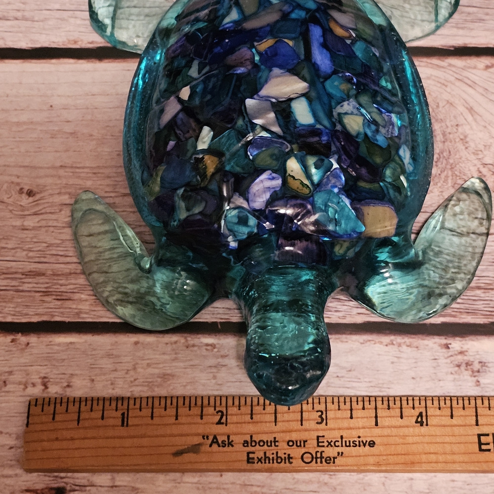 Handcrafted Resin Sea Turtle Sculpture - Blue and Green - Picture 10 of 10